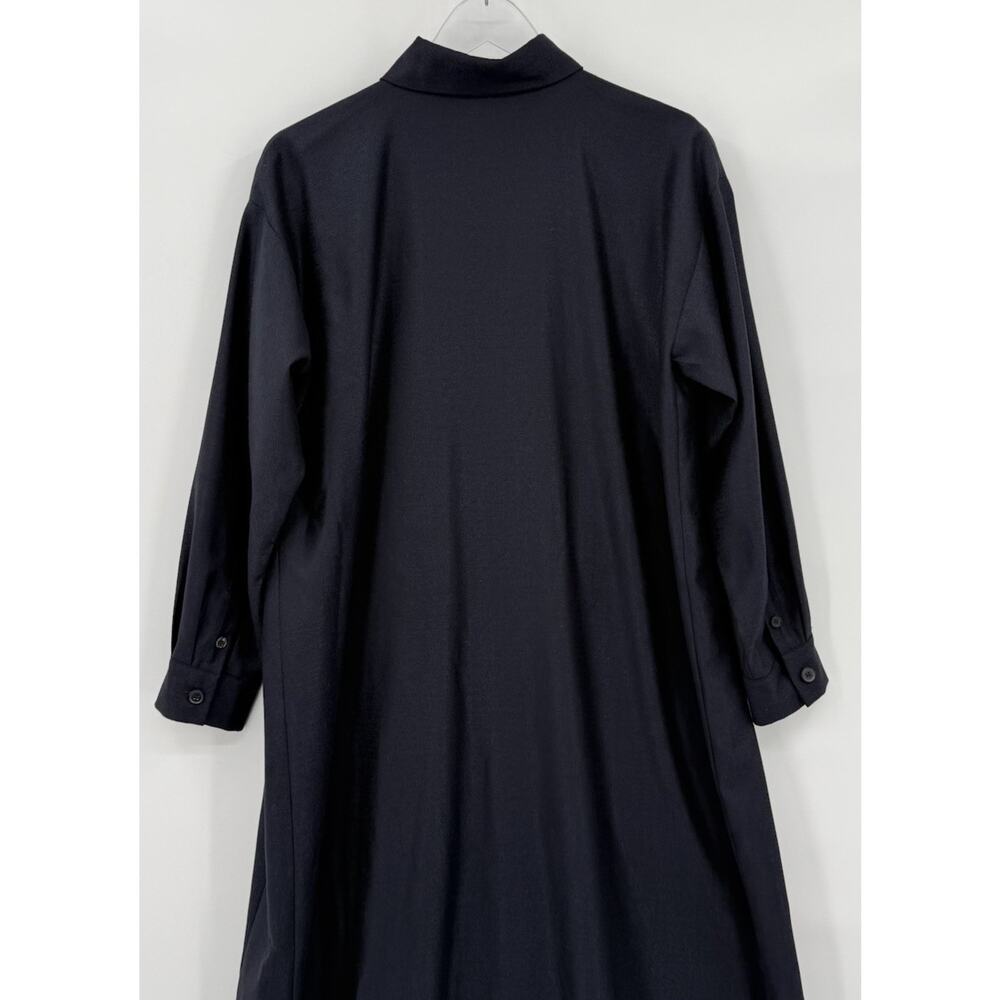 Eskandar Wool Silk Midi Shirtdress Button Up Lagenlook Minimal Size 0 (US 6-8) - Picture 6 of 10